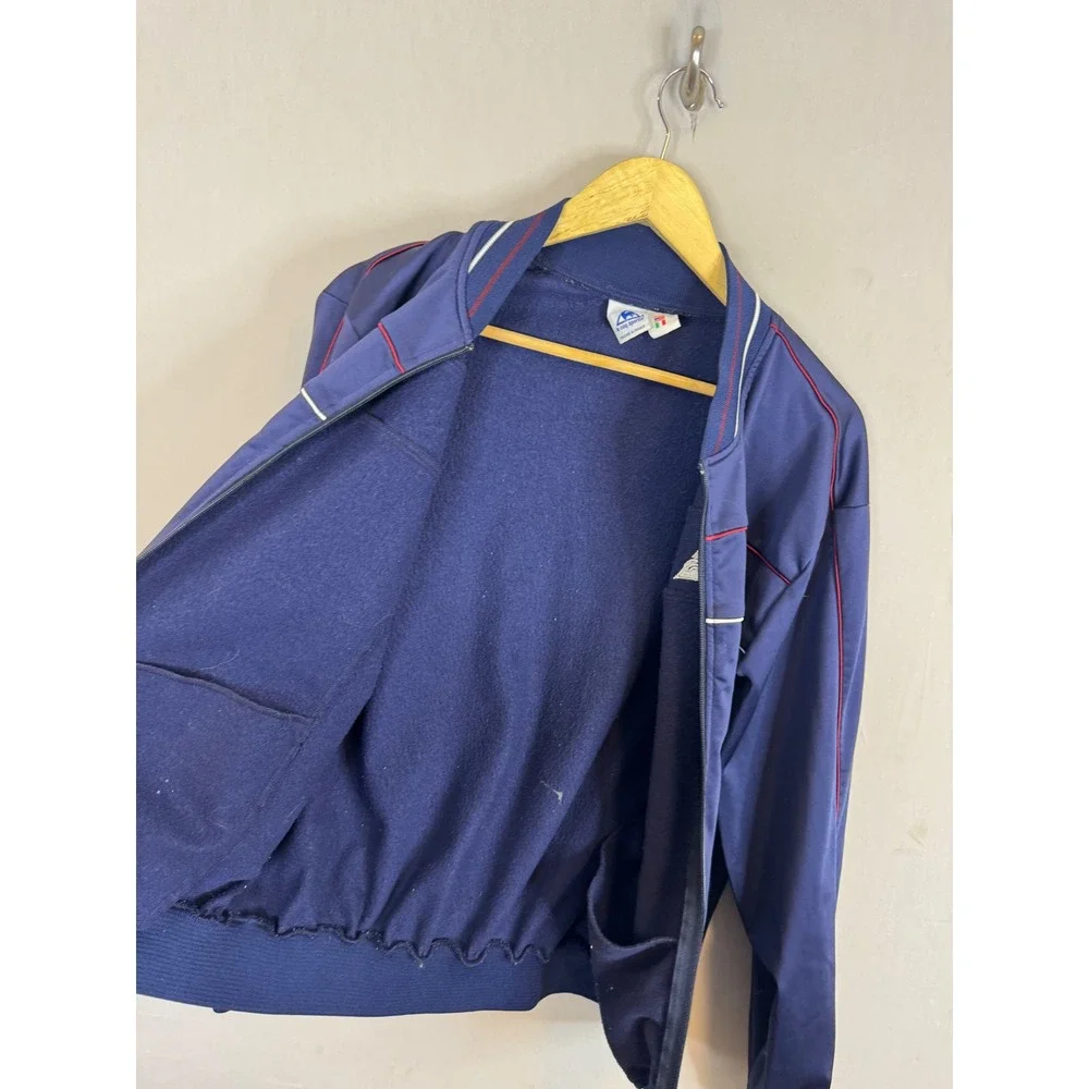 Vintage Le Coq Sportif Track Jacket Navy Blue Red White Zip‎ Up XL France Sport